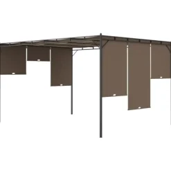 Clearance Festtelte & havepavilloner - Living havepavillon med sidegardin 4x3x2,25 m gråbrun Buer, Spalier, Lysthuse Uden Tag
