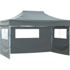 Telte & Lysthuse^Festtelte & havepavilloner - Living foldbart telt pop-up med 4 sidevægge 3 x 4,5 m antracitgrå