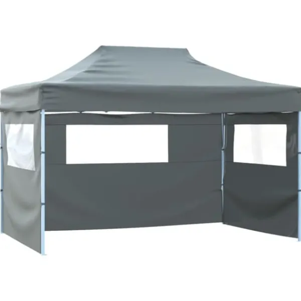 Telte & Lysthuse^Festtelte & havepavilloner - Living foldbart telt pop-up med 4 sidevægge 3 x 4,5 m antracitgrå
