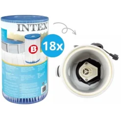 Pool- & Spatilbehør^Filtre Type B - Intex - 18 stykker - Velegnet til filterpumpe 28634GS & WAYS skrubbebørste