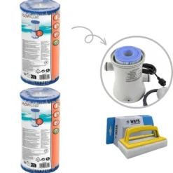 Bestway Pool- & Spatilbehør^Filtre Type II - - Velegnet til filterpumpe 58383 - 2 stk & WAYS skrubbebørste