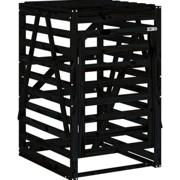 Skure, Garager & Carports^Firdobbelt skraldespandsskjuler i massivt fyrretræ | Farve: Sort