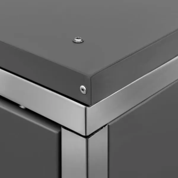 Outlet Firedobbelt skraldespandsskjuler i rustfrit stål | Størrelse: 276,5x77,5x112,5 cm Skure, Garager & Carports
