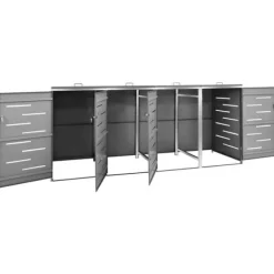 Outlet Firedobbelt skraldespandsskjuler i rustfrit stål | Størrelse: 276,5x77,5x112,5 cm Skure, Garager & Carports