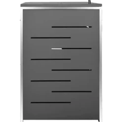 Outlet Firedobbelt skraldespandsskjuler i rustfrit stål | Størrelse: 276,5x77,5x112,5 cm Skure, Garager & Carports