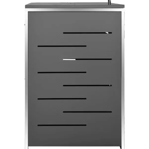 Outlet Firedobbelt skraldespandsskjuler i rustfrit stål | Størrelse: 276,5x77,5x112,5 cm Skure, Garager & Carports