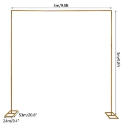 Buer, Spalier, Lysthuse Uden Tag^Firkantet Bryllupsbue, Justerbar Højde 3,6 ft til 9,8 ft, Sennepsgul Finish, Robust Jernkonstruktion