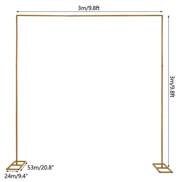 Buer, Spalier, Lysthuse Uden Tag^Firkantet Bryllupsbue, Justerbar Højde 3,6 ft til 9,8 ft, Sennepsgul Finish, Robust Jernkonstruktion