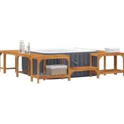 Spa & Udendørsbad^Firkantet Udendørs Boblebad Indhegning i Akacietræ | Størrelse: 230 x 230 cm | Farve: Brun