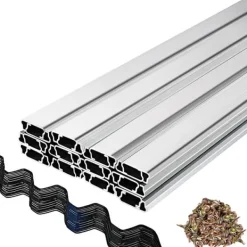 Drivhus^Fjedertråd og låsekanal, 2 meter fjederlås & U-kanal til drivhus. 40 pakker PE-belagt tråd og aluminiumslegering samt tilbehør.