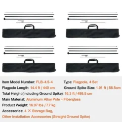 Discount Fjerflagstang Kit 4 Pakker Swooper Flagstang 16,3 Fod med Jordpæle, Holdbar og Letvægts Design Flag & Vindposer
