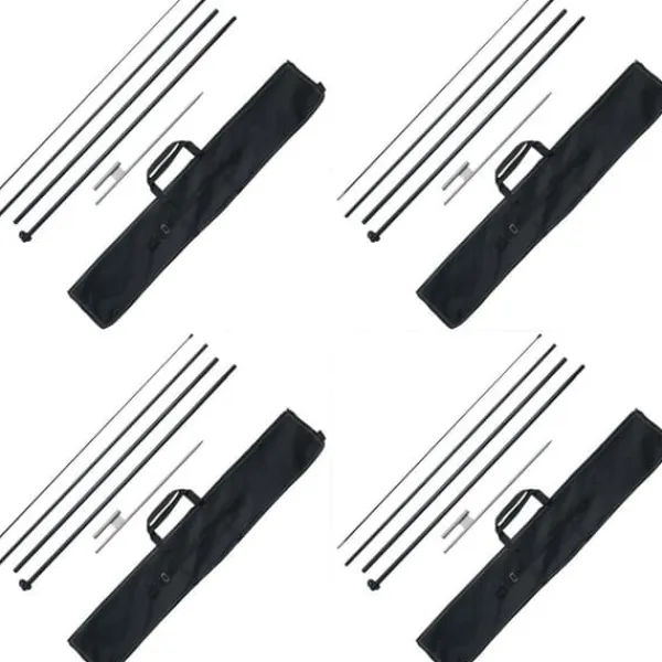 Discount Fjerflagstang Kit 4 Pakker Swooper Flagstang 16,3 Fod med Jordpæle, Holdbar og Letvægts Design Flag & Vindposer