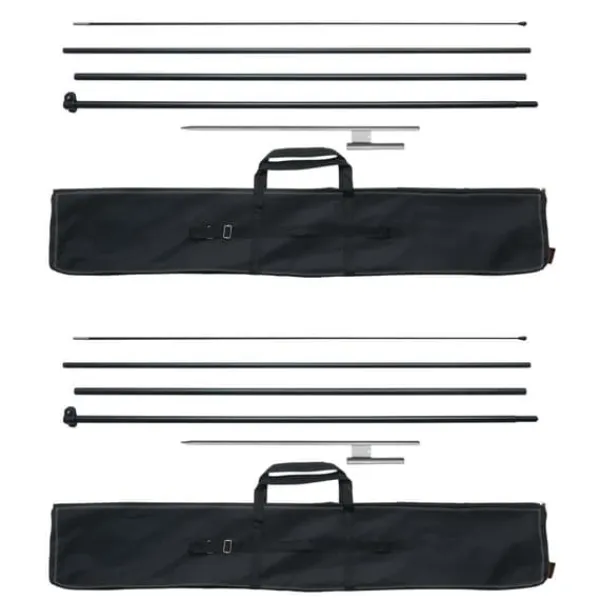 Flag & Vindposer^Fjerflagstang Kit 2 Pakker Swooper 16,3 Fod med Jordpæle, Holdbar og Let at Montere