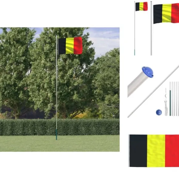 Online Flag & vimpler - Living Belgien flag og flagstang 6,23 m aluminium Flag & Vindposer