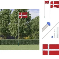 Flag & Vindposer^Flag & vimpler - Living Danmark flag og flagstang 6,23 m aluminium
