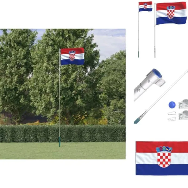 Discount Flag & vimpler - Living Kroatien flag og flagstang 5,55 m aluminium Flag & Vindposer