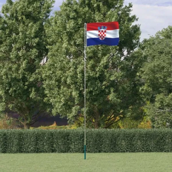 Discount Flag & vimpler - Living Kroatien flag og flagstang 5,55 m aluminium Flag & Vindposer
