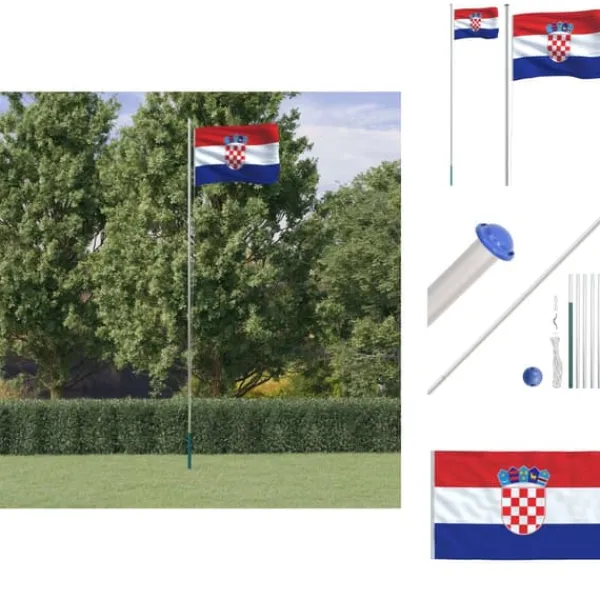 Flag & Vindposer^Flag & vimpler - Living Kroatien flag og flagstang 6,23 m aluminium