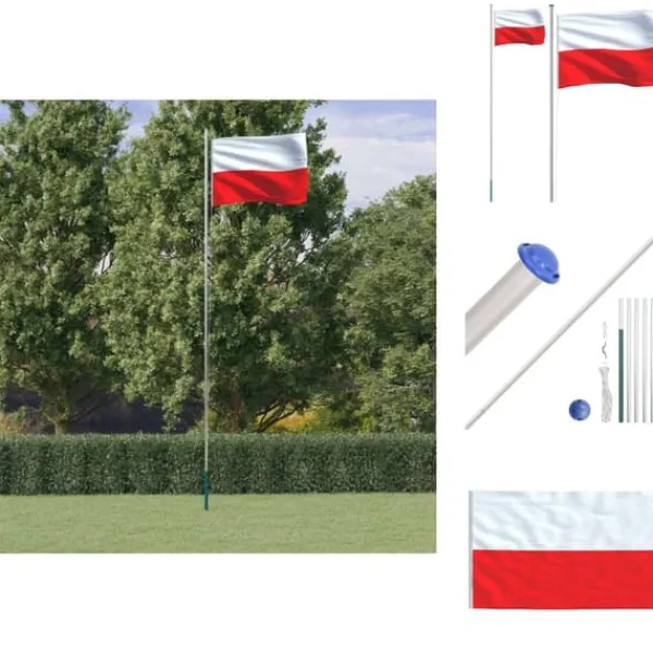 Flag & Vindposer^Flag & vimpler - Living Polen flag og flagstang 6,23 m aluminium