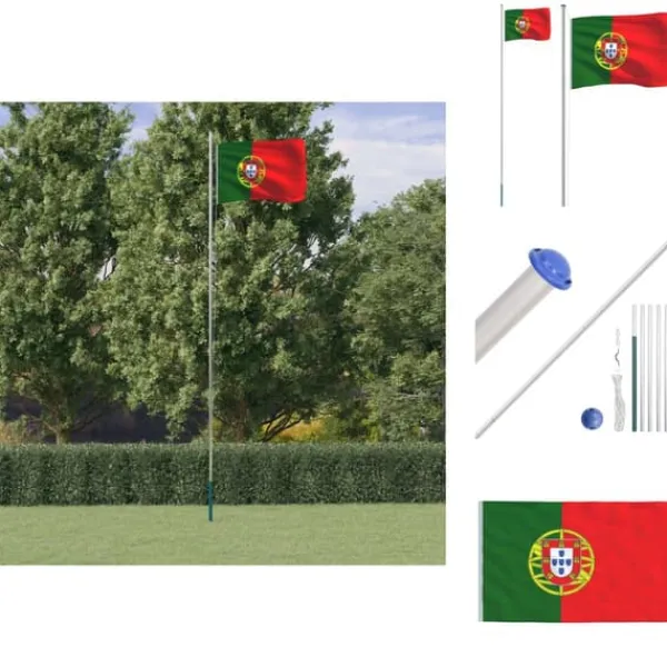 Online Flag & vimpler - Living Portugal flag og flagstang 6,23 m aluminium Flag & Vindposer