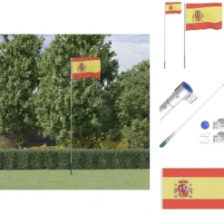 Flag & Vindposer^Flag & vimpler - Living Spanien flag og flagstang 5,55 m aluminium