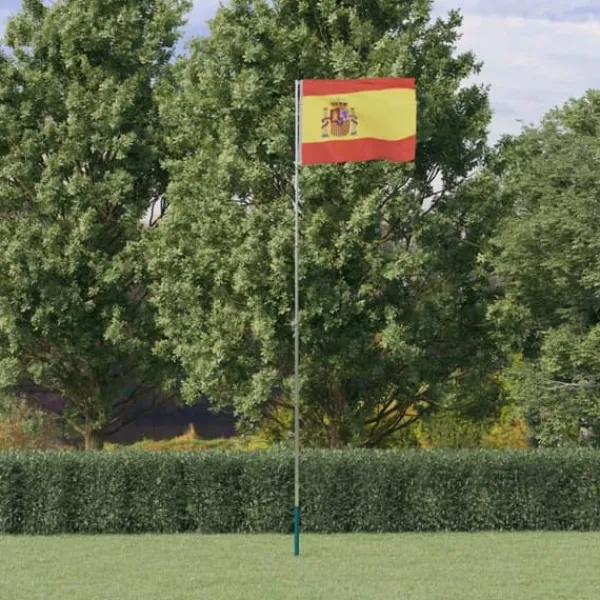 Flag & Vindposer^Flag & vimpler - Living Spanien flag og flagstang 5,55 m aluminium