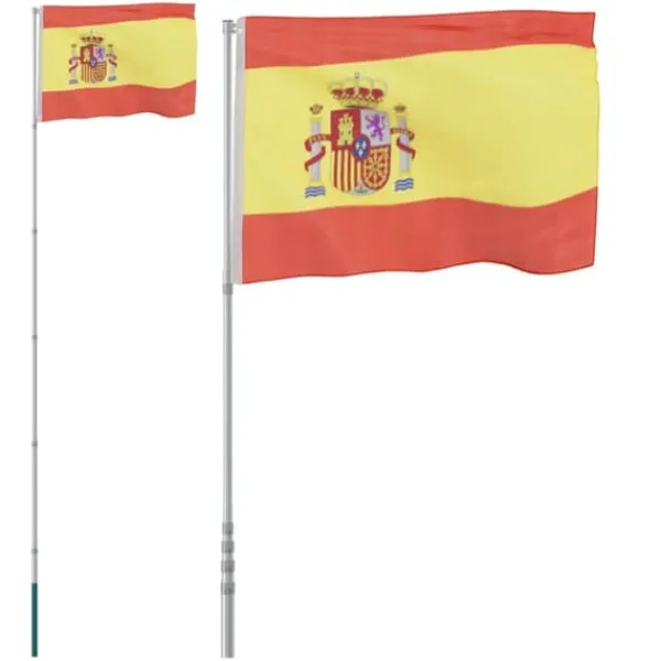 Flag & Vindposer^Flag & vimpler - Living Spanien flag og flagstang 5,55 m aluminium