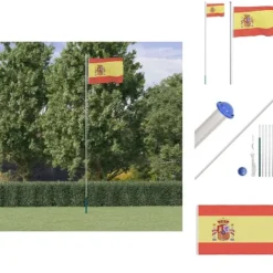 Flag & Vindposer^Flag & vimpler - Living Spanien flag og flagstang 6,23 m aluminium