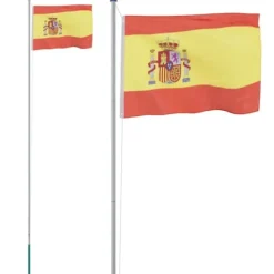 Flag & Vindposer^Flag & vimpler - Living Spanien flag og flagstang 6,23 m aluminium