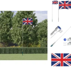 Flag & Vindposer^Flag & vimpler - Living Storbritannien flag og flagstang 5,55 m aluminium