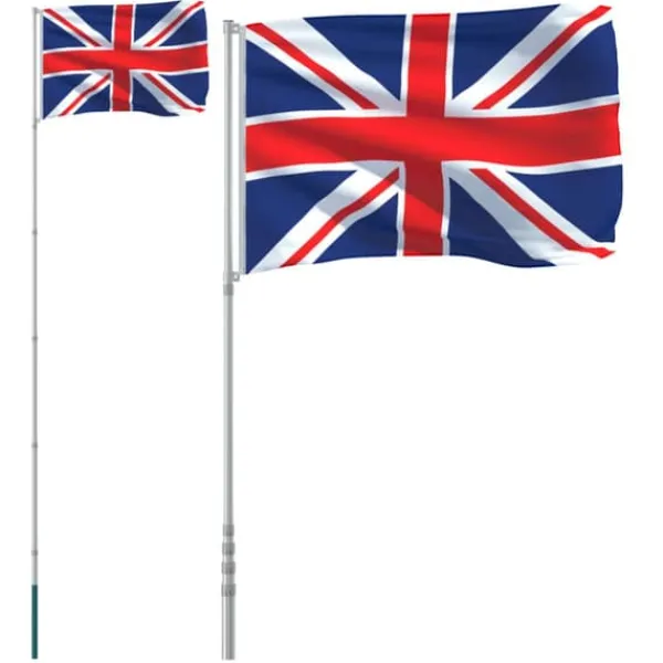Flag & Vindposer^Flag & vimpler - Living Storbritannien flag og flagstang 5,55 m aluminium