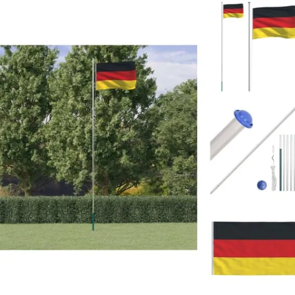 Flag & Vindposer^Flag & vimpler - Living Tyskland flag og flagstang 6,23 m aluminium