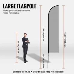 Best Flagstangssæt, 4-pak fjerformede flagstænger 440x498,5 cm, udendørs, aluminiumlegering Flag & Vindposer