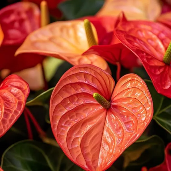 Krukkeplanter Indendørs^Flamingoblomst - Anthurium 'Madural Orange' - Højde 55-70cm - ø17cm