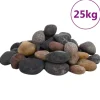 Havesten & Trædesten^Flerfarvede polerede småsten - Dekorationssten til akvarier og have | 25 kg | Størrelse: 5-8 cm