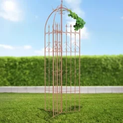 Buer, Spalier, Lysthuse Uden Tag^Flowton Antique Style Metal Garden Trellis - Brown, Robust and Durable for Climbing Plants, Easy Assembly