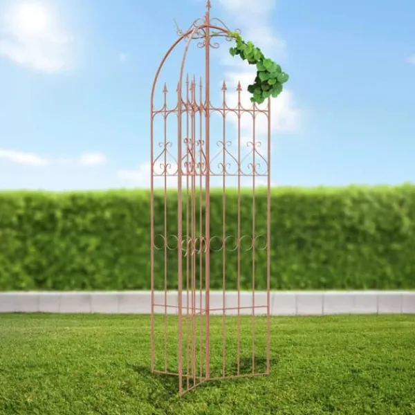 Buer, Spalier, Lysthuse Uden Tag^Flowton Antique Style Metal Garden Trellis - Brown, Robust and Durable for Climbing Plants, Easy Assembly