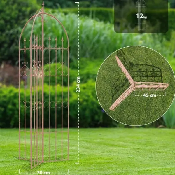 Buer, Spalier, Lysthuse Uden Tag^Flowton Antique Style Metal Garden Trellis - Brown, Robust and Durable for Climbing Plants, Easy Assembly