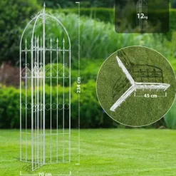 Buer, Spalier, Lysthuse Uden Tag^Flowton Metal Trellis for Climbing Plants & Flower Beds - Antique White, Partially Assembled, 70x70x234 cm