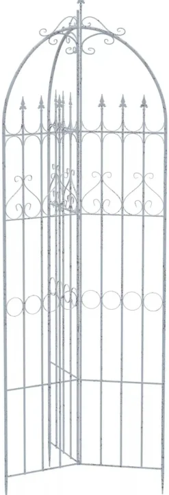 Buer, Spalier, Lysthuse Uden Tag^Flowton Metal Trellis for Climbing Plants & Flower Beds - Antique White, Partially Assembled, 70x70x234 cm