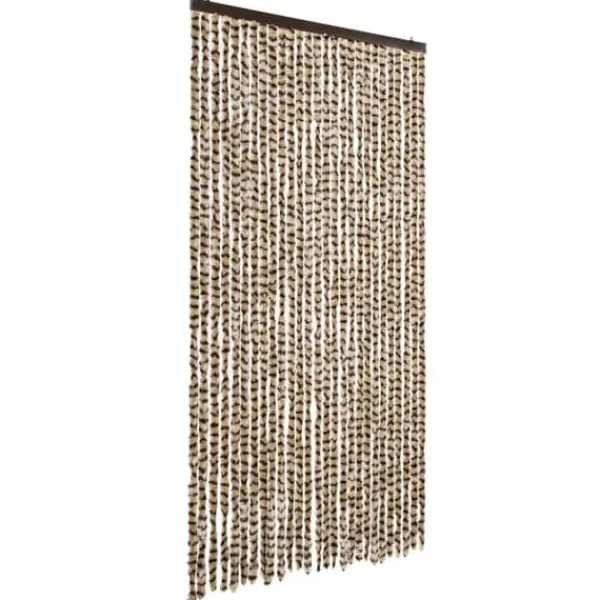 Discount Flueforhæng i blødt chenille - Insektgardin | Farve: Beige og brun | Størrelse: 118x220 cm Insektmiddel & Dyreafvisende Middel