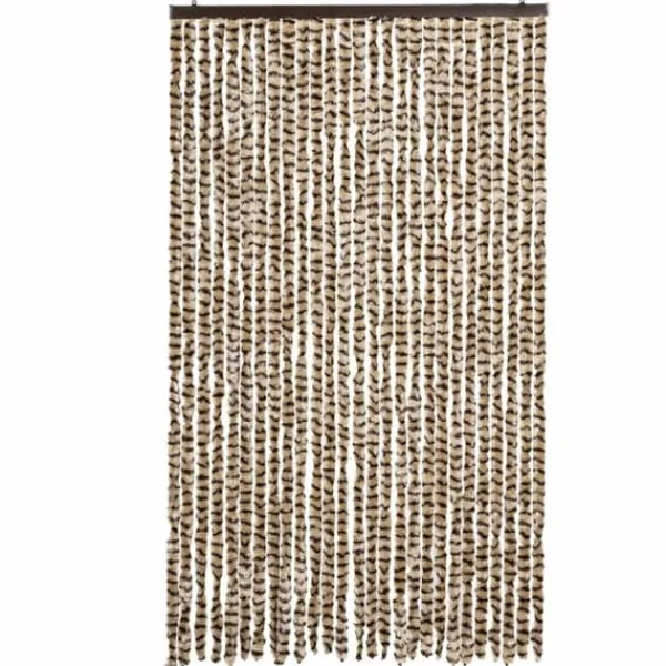 Discount Flueforhæng i blødt chenille - Insektgardin | Farve: Beige og brun | Størrelse: 118x220 cm Insektmiddel & Dyreafvisende Middel