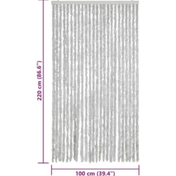 New Flueforhæng i chenille - Dørgardin til insektbeskyttelse | Størrelse: 100x220 cm | Farve: Grå Insektmiddel & Dyreafvisende Middel