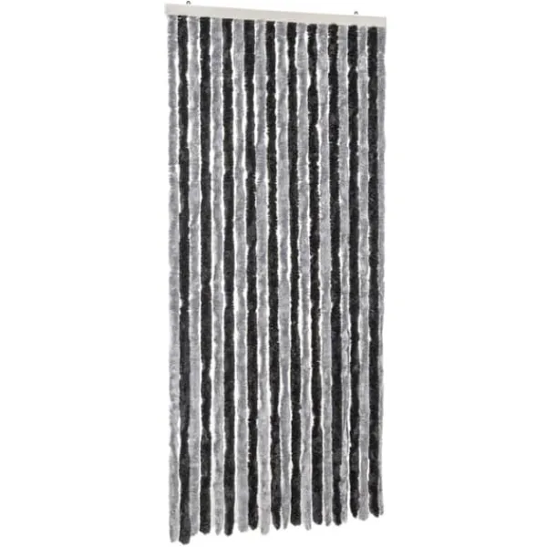 Clearance Flueforhæng i chenille - Insektgardin til døre | Størrelse: 90x200 cm | Farve: Grå og sort Insektmiddel & Dyreafvisende Middel