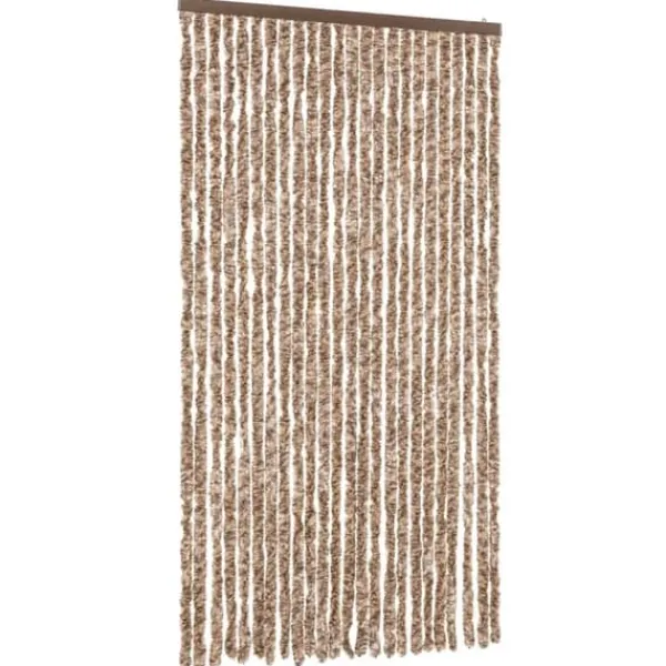 Best Flueforhæng i chenille - Insektgardin til dør | Farve: Beige og mørkebrun | Størrelse: 100x200 cm Insektmiddel & Dyreafvisende Middel
