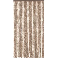 Best Flueforhæng i chenille - Insektgardin til dør | Farve: Beige og mørkebrun | Størrelse: 100x200 cm Insektmiddel & Dyreafvisende Middel