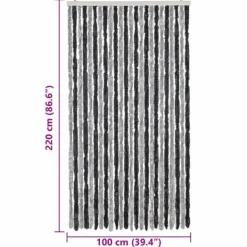 Insektmiddel & Dyreafvisende Middel^Flueforhæng 100x220 cm - Insektgardin i chenille | Farve: Grå/Svarte