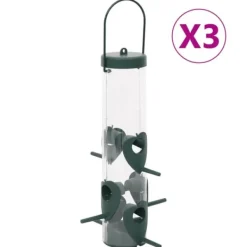 Til Fugle & Småvildt^Foderautomater til fugle 3 stk. - Elegant design | Farve: Mørkegrøn | Størrelse: 17x17x32 cm