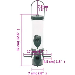Til Fugle & Småvildt^Foderautomater til fugle 3 stk. - Elegant design | Farve: Mørkegrøn | Størrelse: 17x17x32 cm