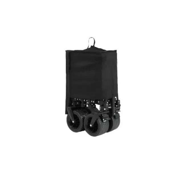 Haveværktøj^Foldbar ekstra rummelig trolley med terrængående hjul, 300L kapacitet og drikkeholder – kapacitet til 100 kg – sort